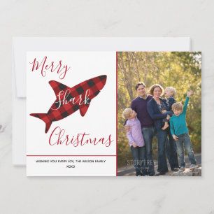 Merry Shark jul Play Red White Photo Julkort