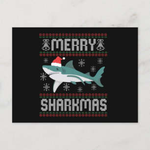 Merry Sharkmas Funny julhaj Ugly Sweater Vykort