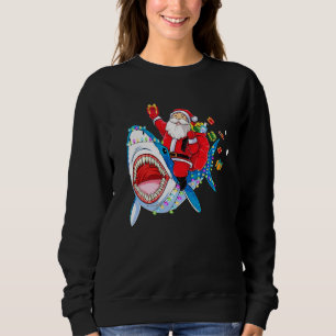 Merry Sharkmas Santa Riding Shark jul Pajama T Shirt