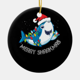 Merry Sharkmas Santa Sharks Älskare Gift Julgransprydnad Keramik