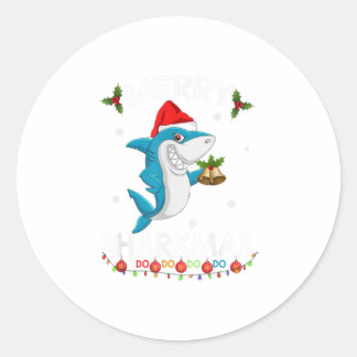 Merry Sharkmas Shark Santa Ugly Christma Runt Klistermärke