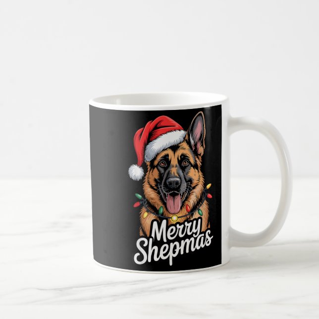 Merry Shepmas German Shepherd Christmas Lights Hum Kaffemugg (Höger)