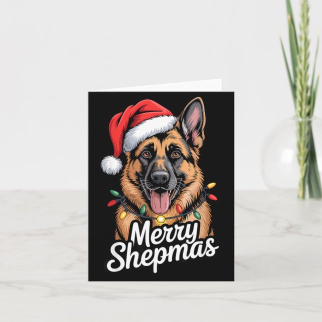 Merry Shepmas German Shepherd Christmas Lights Hum Kort (Framsida)