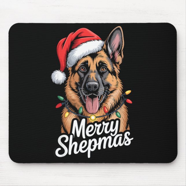 Merry Shepmas German Shepherd Christmas Lights Hum Musmatta (Framsidan)