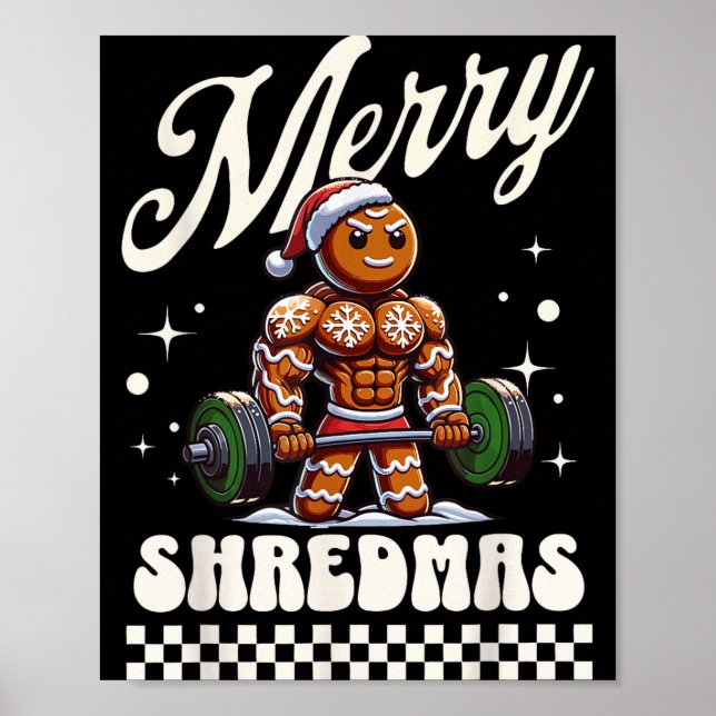 Merry Shredmas Christmas Gym Gingerbread Workout M Poster (Framsidan)