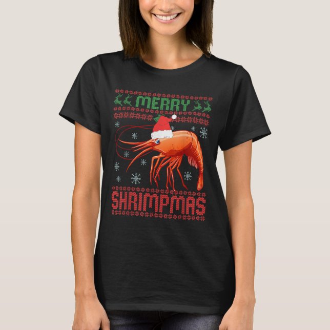 Merry Shrimpmas Funny Shrimp Ugly Christmas Sweate T Shirt (Framsida)