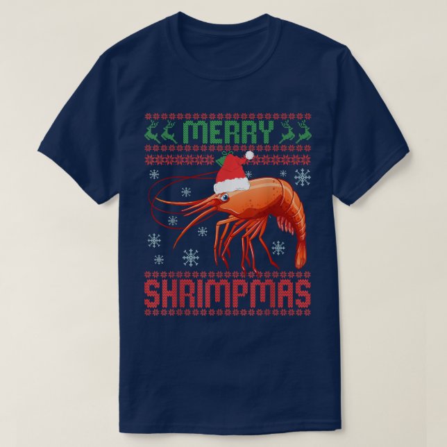 Merry Shrimpmas Funny Shrimp Ugly Christmas Sweate T Shirt (Design framsida)