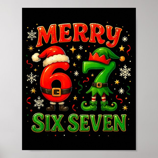 Merry Six Seven Funny Meme 67 Christmas Couple Des Poster (Framsidan)