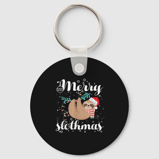 Merry Slothmas Christmas Pajama For Sloth Lovers  Nyckelring (Framsida)