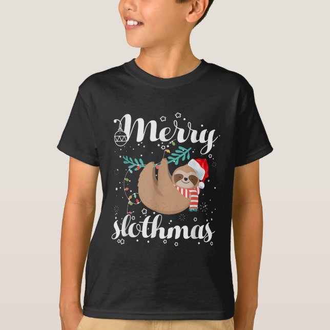 Merry Slothmas Christmas Pajama For Sloth Lovers  T Shirt (Framsida)