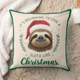 Merry Slothmas, Christmas Throw Pillow Kudde