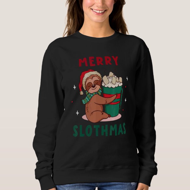 Merry Slothmas Cute Cuddling Sloth Marshmallow Het T Shirt (Framsida)
