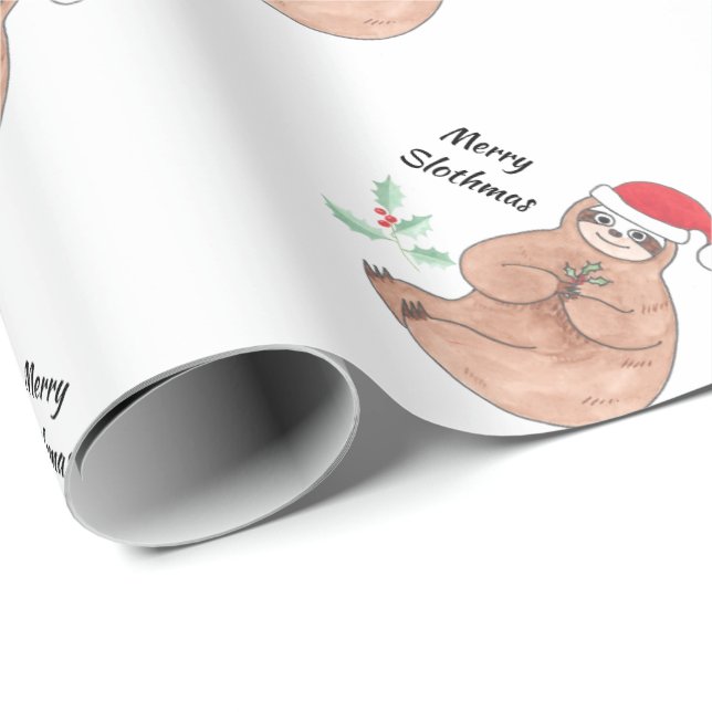 Merry Slothmas Cute jul Presentpapper (Rullad Hörn)