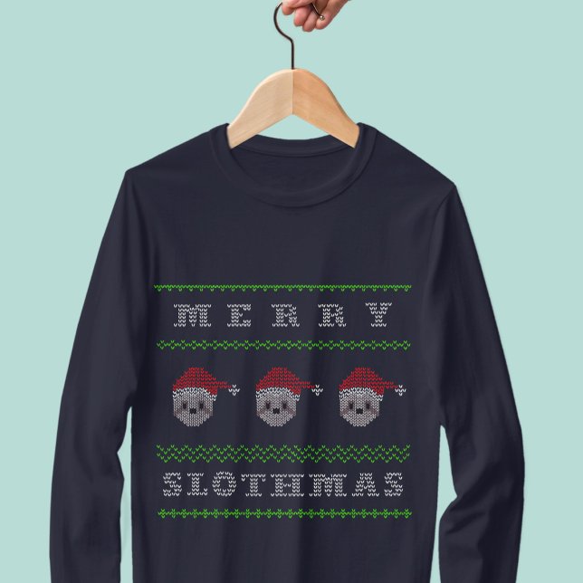 Merry Slothmas Cute Santa Sloth jul Helgdag Tröja (Merry Slothmas from the 3 wise Santa Sloths! A fun and festive sweater to wear this holiday season)