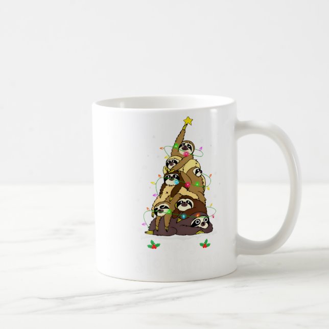 Merry Slothmas Cute Xmas Sloth Santa Hat Christmas Kaffemugg (Höger)