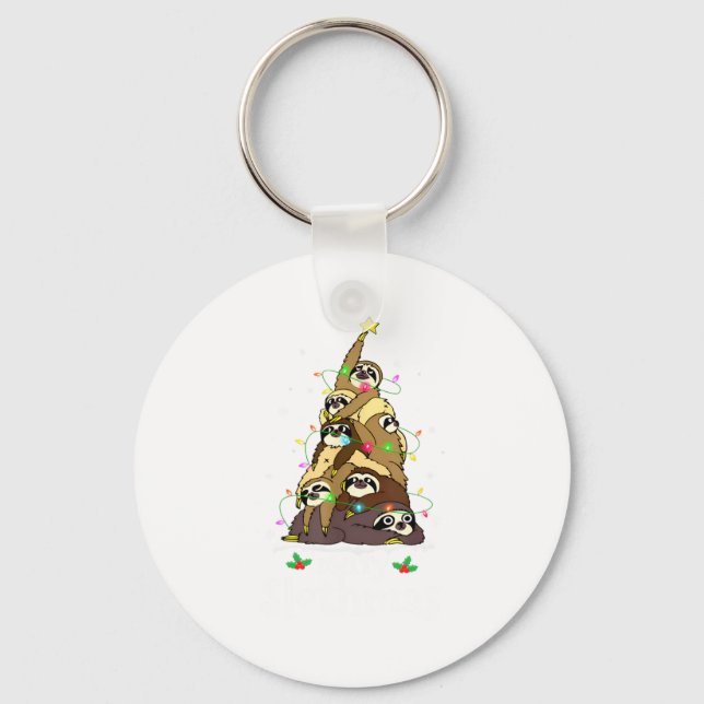Merry Slothmas Cute Xmas Sloth Santa Hat Christmas Nyckelring (Framsida)