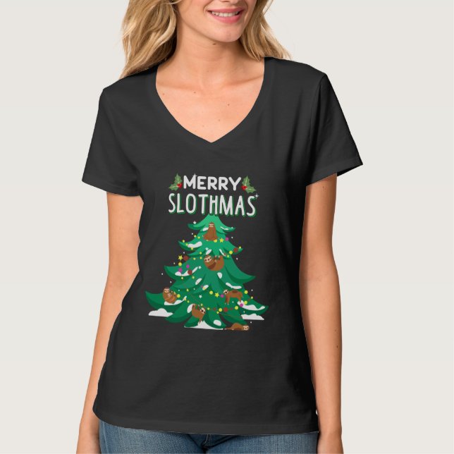 Merry Slothmas Funny jul Swea T Shirt (Framsida)