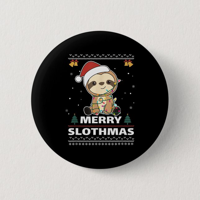 Merry Slothmas Funny Sloth Christmas Pun  Knapp (Framsida)