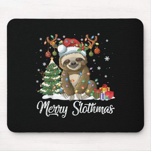 Merry Slothmas Funny Sloth Christmas Tree Lights X Musmatta (Framsidan)