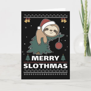 Merry Slothmas Funny Sloth jul Pun Card Kort