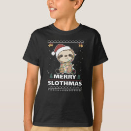 Merry Slothmas Funny Sloth jul Pun T Shirt