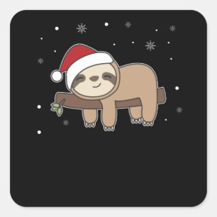 Merry Slothmas Funny Sloth till jul Fyrkantigt Klistermärke