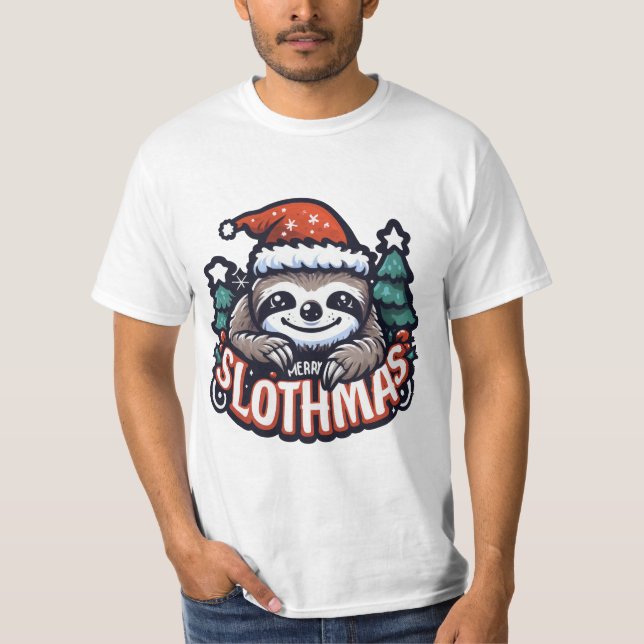 MERRY SLOTHMAS gift T Shirt (Framsida)