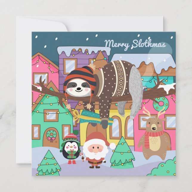 Merry Slothmas Helgdag Card Julkort (Framsida)