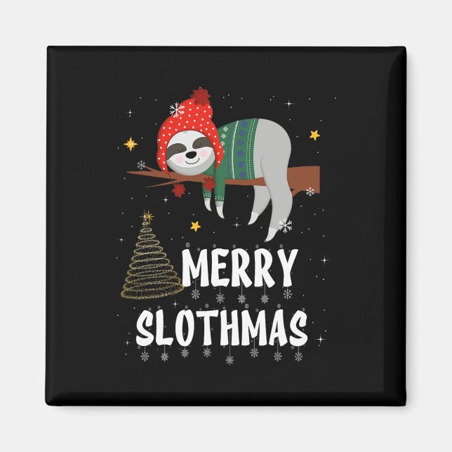 Merry Slothmas jul Pajama för Sloth Älskare Magnet (Framsidan)