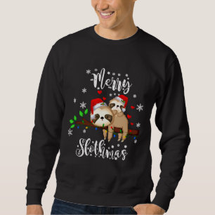 Merry Slothmas jul Pajama Sloth Lång Ärmad Tröja