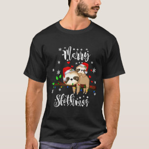 Merry Slothmas jul Pajama Sloth T Shirt