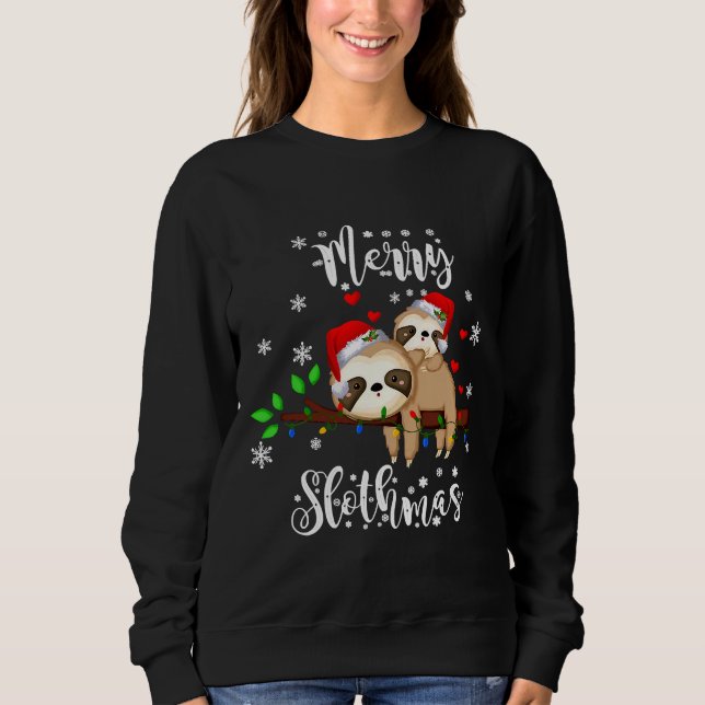 Merry Slothmas jul Pajama Sloth T Shirt (Framsida)