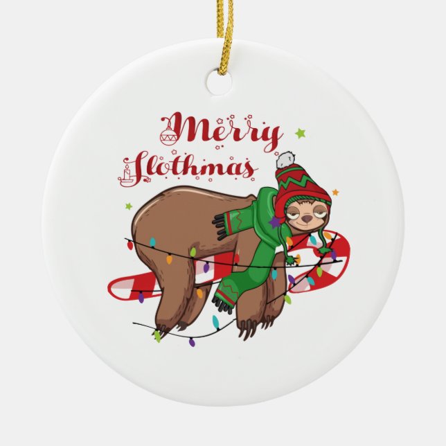 Merry Slothmas Julgransprydnad Keramik (Framsidan)
