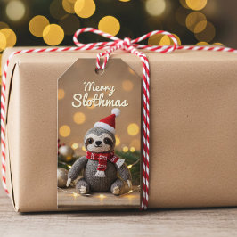 Merry Slothmas Knissions Sloth Juletiketters Presentetikett