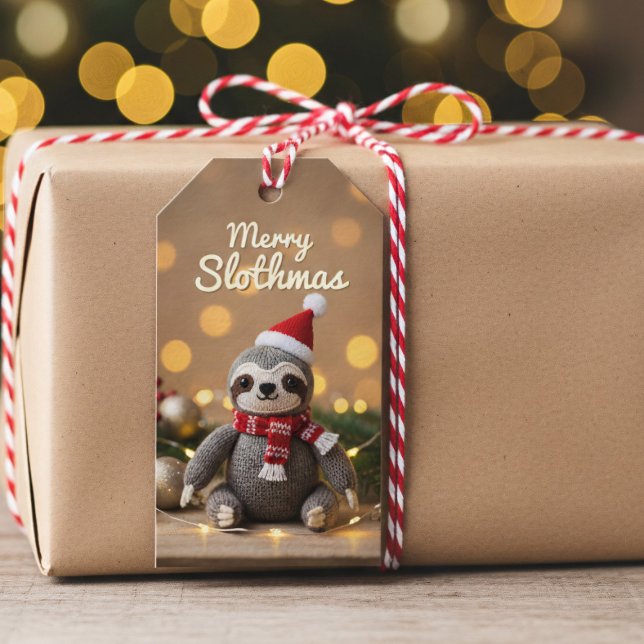 Merry Slothmas Knissions Sloth Juletiketters Presentetikett (Perfect gift tags for spreading slow-and-steady Christmas cheer.)