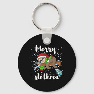 Merry Slothmas Lazy Sloth Älskare Julafton jul Nyckelring
