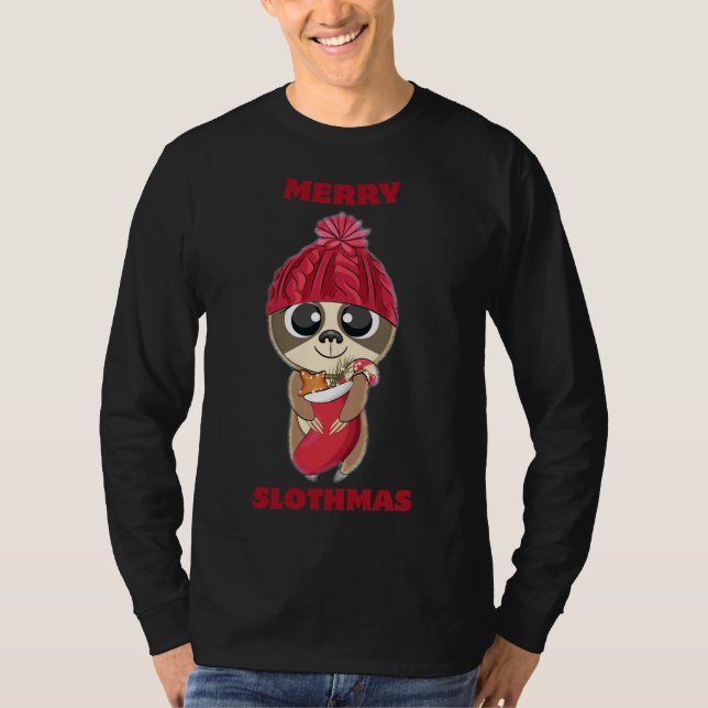 Merry Slothmas Long T Shirt (Framsida)