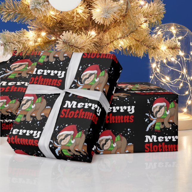 Merry Slothmas Mönster Funny Julafton Wrapping Pa Presentpapper (Helgdagar)