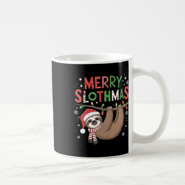 Merry Slothmas Santa Hat Pajamas Sloth Älskare Gir Kaffemugg (Höger)