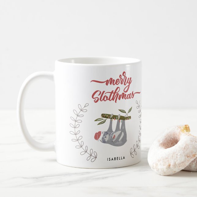Merry Slothmas Sloth Inspired Personlig Helgdag Kaffemugg (Med munk)