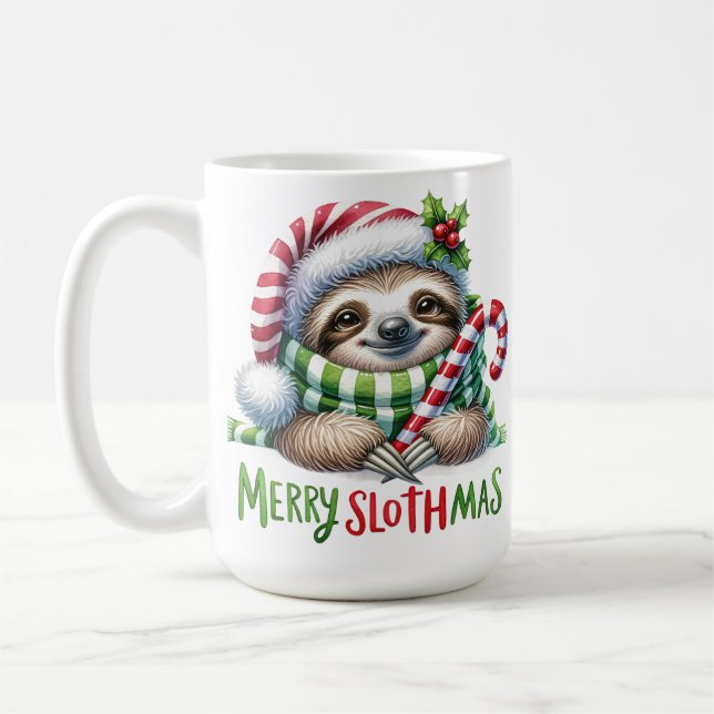Merry Slothmas Sloth jul Mugg - Lustigt Helgdag (Vänster)