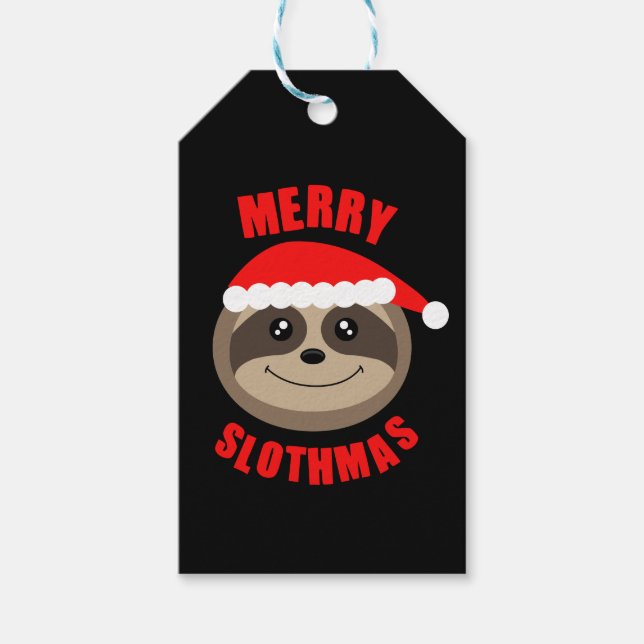 Merry Slothmas Sloth Julafton jul Gift Märkre Presentetikett (Framsidan)