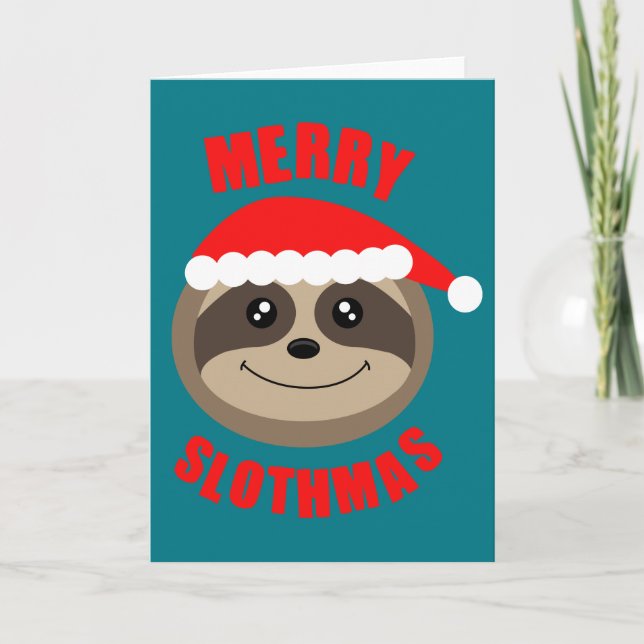Merry Slothmas Sloth Julafton julkort Helgkort (Framsida)