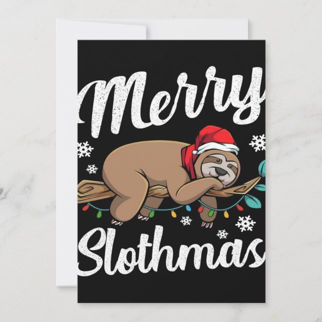 Merry Slothmas Sloth Lazy Julkort (Framsida)