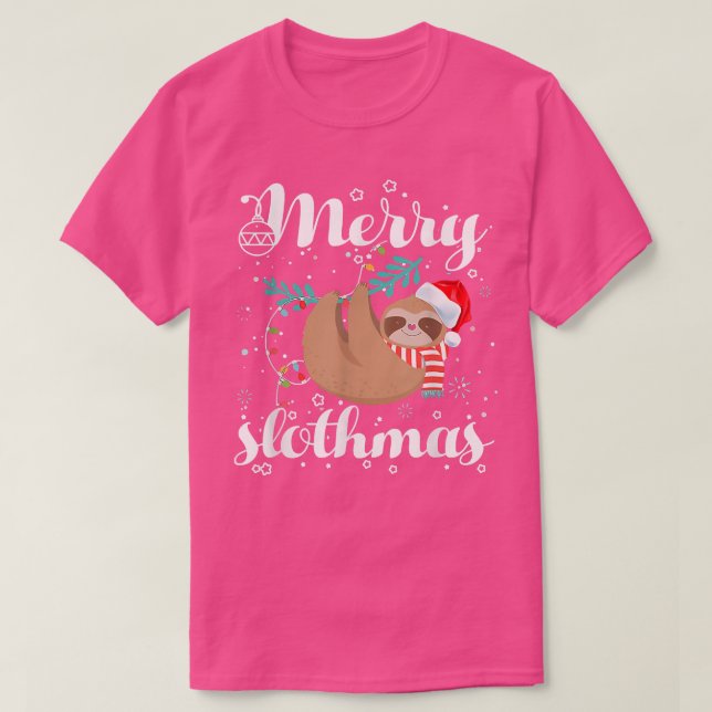Merry Slothmas T jul Pajama for Sloth Älskare T Shirt (Design framsida)