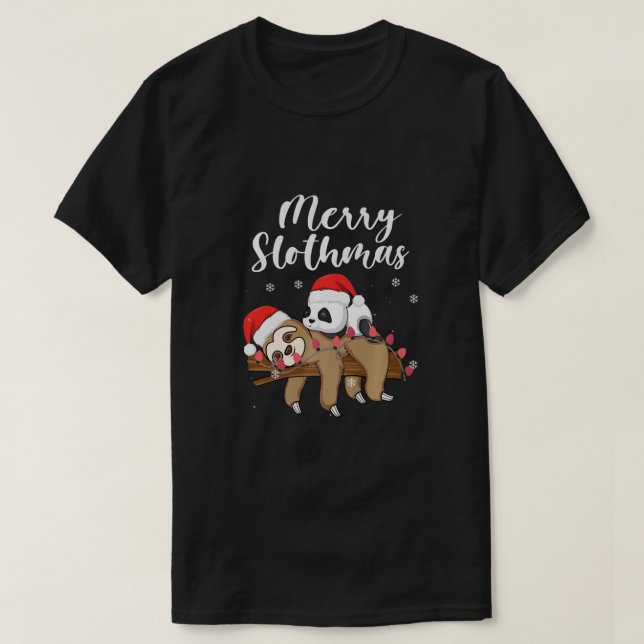 Merry Slothmas Tee jul Pajama for Sloth Pand (Design framsida)