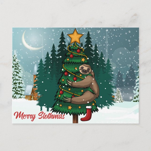 Merry Slothmas vykort (Framsida)