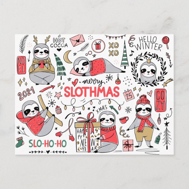 Merry Slothmas vykort (Framsida)