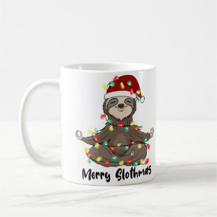 Merry Slothmas Yoga Sloth Meditating jul Kaffemugg