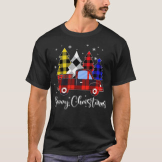 Merry Snö jul Buffalo Träd Lastbil T Shirt